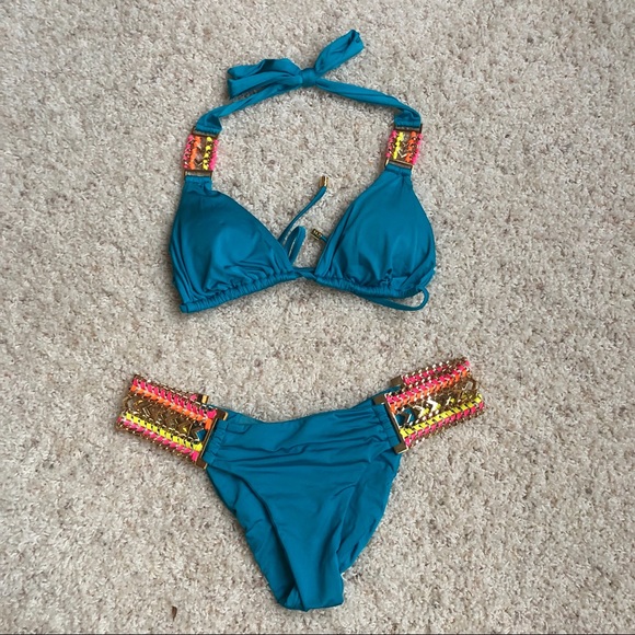 Beach Bunny Other - Beach Bunny Suit w/Gold Hardware & Colored Leather